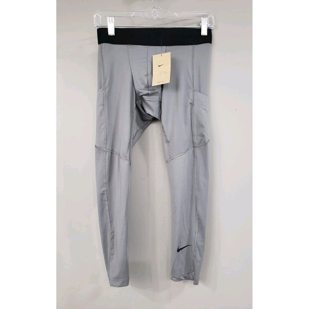 NEW MENS Nike Pro Dri-FIT Mens 3/4 Compression Tights Gray Size SMALL